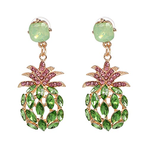 Clips Für Ohrringe Kreativer Trend-Schmuck mit Strass-Kristall-Ananas-Ohrringen Personalisierte Frucht-Ohrringe Dunkelblaue Ohrringe Glitzer (Green-1, One Size) von Kielsjajd