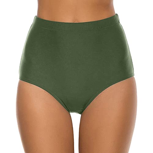 Damen Bikini Hose High Waist Bikinihose Hoher Taille Schwimmen Slip Damen High Waist Bikini-Hose Slip Bottom Retro Damen Comfort Bottom Bikinihose High Waist Bikinihose Slip (A-Army Green, M) von Kielsjajd