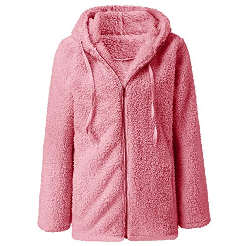 Damen Fleece Mantel Fleecejacke mit Kapuzen Vliesjacke Reißverschluss Winterjacke Klassische Einfarbig Teddyfleece Jacke Plüschjacke Teddy Mantel Warm Kapuzenjacke Parka Fleecejacken von Kielsjajd