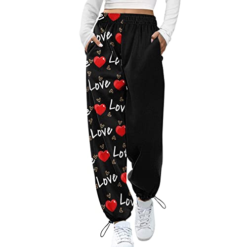 Damen Jogginghose Cargo Sporthose Farbblock Elastischer Bund Sweatpants Loose Fit Baggy Trainingshose Freizeithose Yogahosen mit Taschen (4# Rot, S) von Kielsjajd