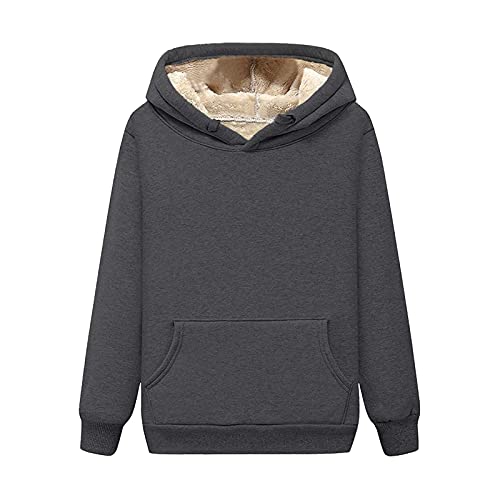 Damen Winter Warmes Sweatshirt Fleece Sherpa Gefütterter Pullover mit Kapuze Lässiger Sportlicher Fleece-Hoodie mit Tasche, Damen Hoodie Sweatshirt Warm Sherpa Futter Casual Lose Kapuzenpullover von Kielsjajd