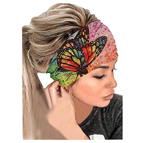 Frottee Stirnband Rot Druckkopf Frauen Haarelastischem Haarband Haarregulierungsband Bandana Headband Wrap Headband Kopfbedeckung (Pink, One Size) von Kielsjajd