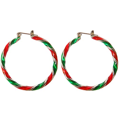 Große Creolen Aus Rosé Weihnachtscreolen für Frauen Xmas Statement Weihnachten bunte Spiralohrringe Schmuck Geschenk für Magnetische Perlenohrringe (Red, One Size) von Kielsjajd