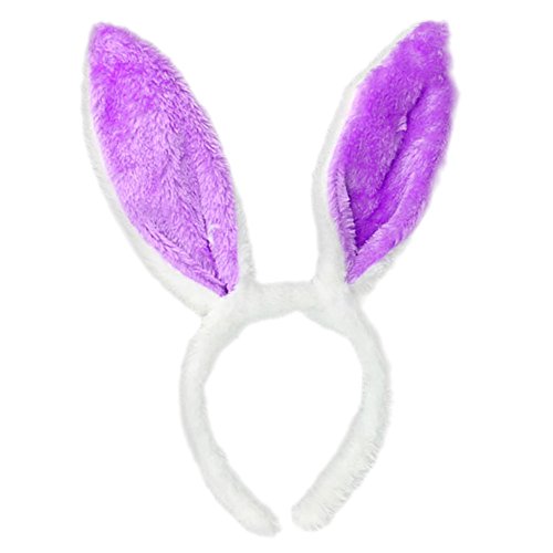 Hasenohren Haarreif Hasenkostüm Erwachsene, Hase Ohren Haarbänder, Plüsch-Hasenohren, Plüsch Stirnbänder für Ostern Party Hochzeit Geburtstag Kostüm Haarstyling Cosplay (Purple, One Size) von Kielsjajd