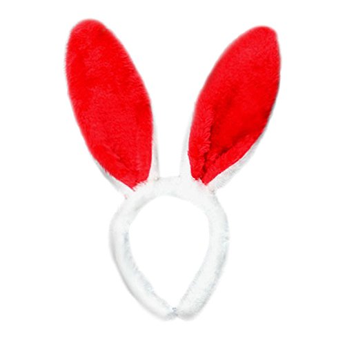 Hasenohren Haarreif Hasenkostüm Erwachsene, Hase Ohren Haarbänder, Plüsch-Hasenohren, Plüsch Stirnbänder für Ostern Party Hochzeit Geburtstag Kostüm Haarstyling Cosplay (Red, One Size) von Kielsjajd