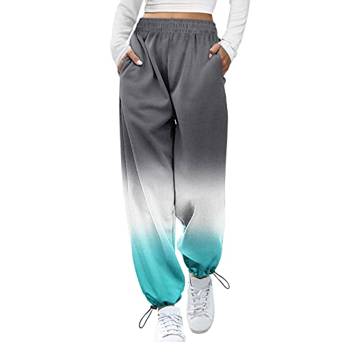 Jogginghose - Damen Sporthose Lang Trainingshose Loose Fit Hohe Taile Yoga Hosen Freizeithose Laufhosen Baumwolle Sweathose mit Taschen (1# Grau, XXL) von Kielsjajd