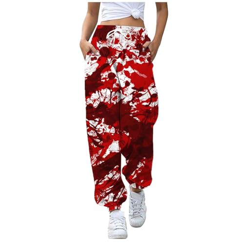 Jogginghose - Damen Sporthose Lang Trainingshose Loose Fit Hohe Taile Yoga Hosen Freizeithose Laufhosen Baumwolle Sweathose mit Taschen (B-011, L) von Kielsjajd