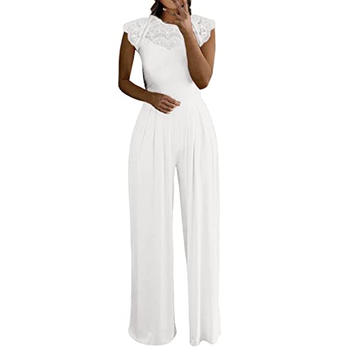 Jumpsuit Damen Sommer Halfter Overall Armellos Einteiler Elegant Lang Hosenanzug Playsuit Jogginganzug Romper Einfarbig Strampler Spielanzug Jumpsuit Damen Sommer Overall Damen Sommer (E-012, L) von Kielsjajd