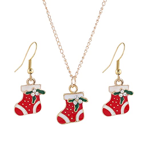 Kielsjajd Anhänger Freundin Weihnachten Ohrringe Urlaub Schmuck Weihnachtsbaum Ohrringe Set Kette Schmuck Halskette Herren (A, One Size) von Kielsjajd