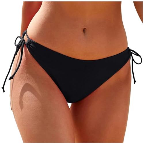 Kielsjajd Bikinihose Damen Schwarz - Damen Brasilianisch Klassische Bikinihose Bademode Elegantes Niedrige Taille Bikini Bottom Badehose Tanga Bikini Slip Strandbikinis Bademode Swimsuits zum Binden von Kielsjajd