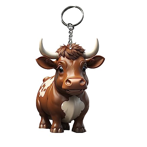 Kielsjajd Cartoon Kuh Schlüsselanhänger Acryl Schlüsselanhänger Tier Keyring Kuh Auto Anhänger Schlüsselring Kuh Taschenanhänger, 2024 Cartoon Kuh Schlüsselbund Dekorative Spaß Anhänger (A, One Size) von Kielsjajd
