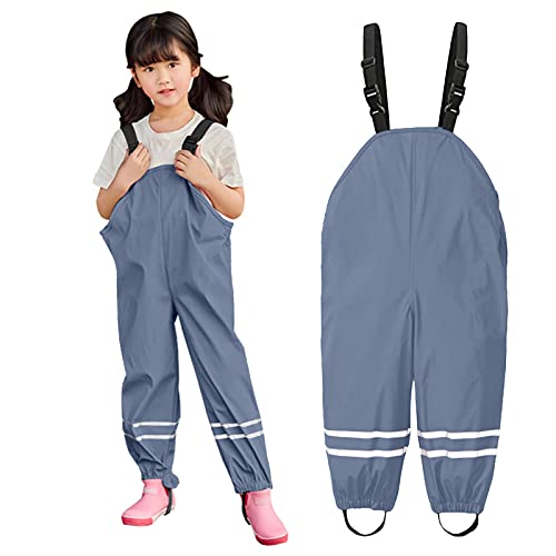 Kielsjajd Kinder Regenhose gefüttert, Frühling Sommer Herbst Winter Regenhose Kinder wasserdichte Matschhose Winddicht Regenlatzhose Atmungsaktive Buddelhose für Mädchen Jungen (A-Grau, 92) von Kielsjajd