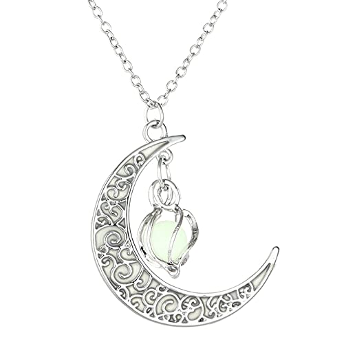 Kielsjajd Luminous Whirlwind Hollow Moon Schmuck Halskette Rotierende Perlenketten & Anhänger Eier Anhänger (B, One Size) von Kielsjajd