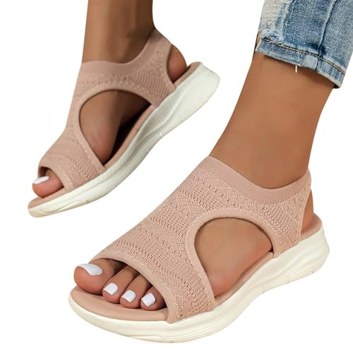 Kielsjajd Orthopädische Sandalen Damen Mesh Sommerschuhe Breite Füße Sandalen Waschbare Trekkingsandalen Slingback Slide Sport Wandersandalen mit Weiche Fussbett Casual Strick Schuhe Plateausandalen von Kielsjajd