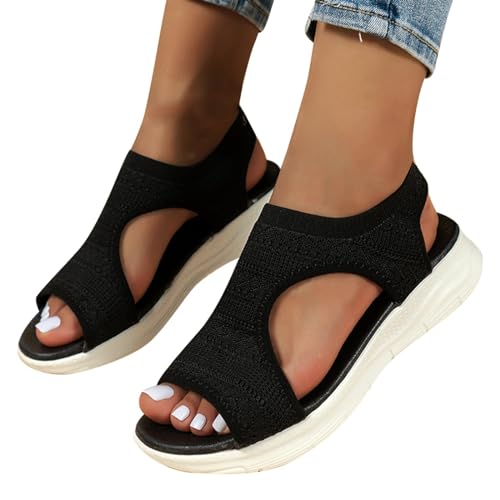Kielsjajd Orthopädische Sandalen Damen Mesh Sommerschuhe Breite Füße Sandalen Waschbare Trekkingsandalen Slingback Slide Sport Wandersandalen mit Weiche Fussbett Casual Strick Schuhe Plateausandalen von Kielsjajd