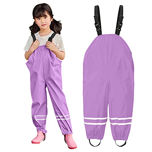 Kielsjajd Unisex Kinder Regenhose Wind- und wasserdicht Hose Atmungsaktiv Buddelhose Matschhose ungefüttert Regenbundhose Überziehhose für Mädchen Jungen, Kinder Regenhose (A-Violett, 116) von Kielsjajd