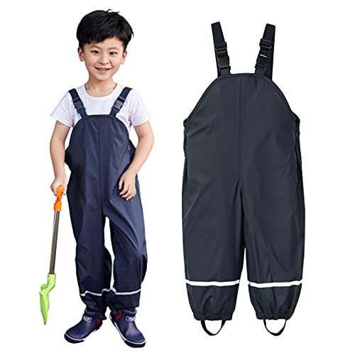 Kielsjajd Unisex Kinder Regenlatzhose, Regenhose Kinder Regenlatzhose Regenoverall Buddelhose Jungen Outdoor Sport Hose wasserdichte Atmungsaktiv Matschhose Mädchen (B- Schwarz (Gefüttert), 128) von Kielsjajd