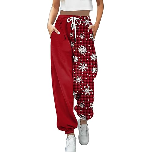 Kielsjajd Weihnachten Jogginghose Damen Hosen Druck Sportive Hosen Weihnachtshose Winter Freizeithose Trainingshose Sporthose Outdoor Hosen Weihnachtshosen Teenager MäDchen Joggerhose (A-013, L) von Kielsjajd