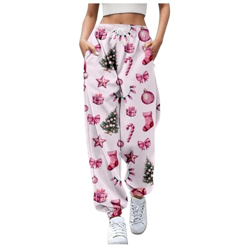 Kielsjajd Weihnachten Jogginghose Damen Hosen Druck Sportive Hosen Weihnachtshose Winter Freizeithose Trainingshose Sporthose Outdoor Hosen Weihnachtshosen Teenager MäDchen Joggerhose Sweatpant (M) von Kielsjajd