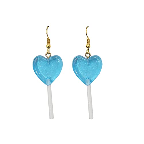 Kielsjajd Wettbewerb Ohrringe Trendy Statement Creative Cute Heart Lollipop Ohrring Candy Dangle Ohrringe mit silbernem Haken Ohrringe Manschetten (A-015, One Size) von Kielsjajd
