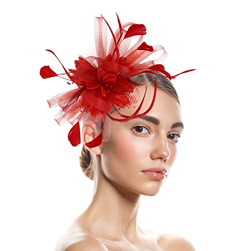 Kielsjajd Yoga Breit Hüte für Damen Fascinators Damen Blumenhut für Tea Party Cocktail Ball Hochzeit Kirche Laufstirnband Damen Neon (RD1, One Size) von Kielsjajd