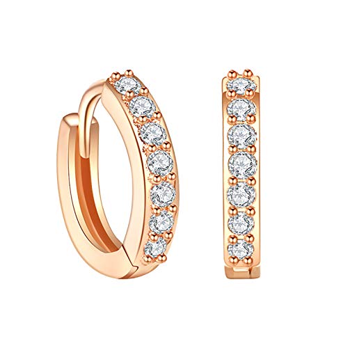 Klein Ohrringe Damen Diamant Strass paar für goldene Ohrringe Farbe Hoop Ohrringe Minimalistische Silberohrringe (Rose gold, 1.2 * 1.2 * 0.2) von Kielsjajd