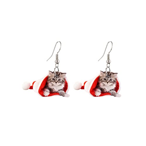 Kreativ Weihnachten Ohrringe Weihnachtsohrstecker, lustige Katzenkätzchen, niedliche Weihnachtskatzen-Ohrringe, schmücken Geschenke für Frauen, Charms Ohrringe Modeschmuck Stecker (C, One Size) von Kielsjajd