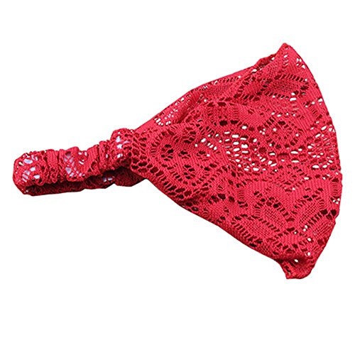 Kross Helm Damen Bandana Band Girl Mode breit dehnbarer Spitzenkopf Haarreif Turban Haarreif Stirnband Herren Sommer (Red, One Size) von Kielsjajd