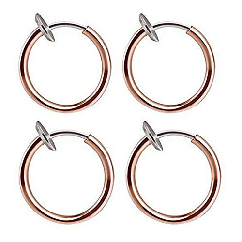 Kunststoffohrringe Für Empfindliche Ohren Piercing Retractable Hoop Damen Herren Hip-Hop Keine Notwendigkeit Klassische Ohrringe Ohrringe Ohrringe Clip Ohrringe Ohne Ohrlöcher (Rose Gold, One Size) von Kielsjajd