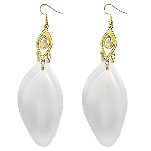 Lange Ohrhänger Stil Ohrringe Retro Mode Blätter Lange Feder Ohrringe Strandurlaub Stil Weibliche Ohrringe Online Ohrringe (White, One Size) von Kielsjajd