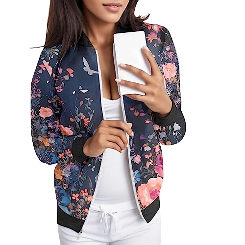 Leichte Sommerjacke Damen,Blaser Jacke Damen Bomberjacke Mode Party Jacke Light Bomber Jacket Blouson Reißverschluss Casual Jacken Damenjacke Pilotenjacke mit Tasche für Freizeit Wandern Reisen von Kielsjajd
