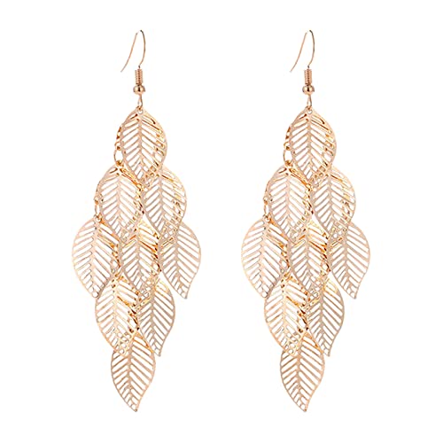 Luxus Ohrringe Mehrschichtige durchbrochene Blattohrringe für Teenager-Mädchen Minimalistische Piercing-Ohrstecker Trendige Ohrringe Silberschmuck Damen Ohrringe (Gold, One Size) von Kielsjajd