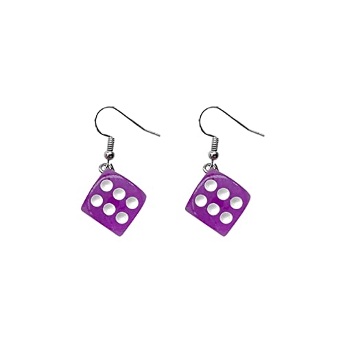 Ohr Jacken Ohrringe Persönlichkeit Lustige Acryl 3D Würfel Anhänger Tropfen Ohrringe Bar Party Schmuck Bonbonfarben Harz Würfel Ohrringe Ohrringe 925 Offen (D, One Size) von Kielsjajd