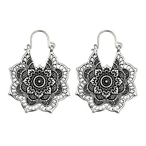 Ohrringe Kleben Kinder Antikes Silber Gypsy Indian Ethnic Creolen Ohrringe Boho Ohrringe Mädchen Ringe (Silver, One Size) von Kielsjajd