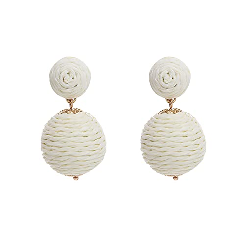 Ohrringe Kleine Creolen Damen Boho Handmade Rattan Ohrringe Geometrische Bast Ohrringe für Frauen Mädchen Sommer Strand Schmuck Ohrringe Aus Fairem (G, One Size) von Kielsjajd