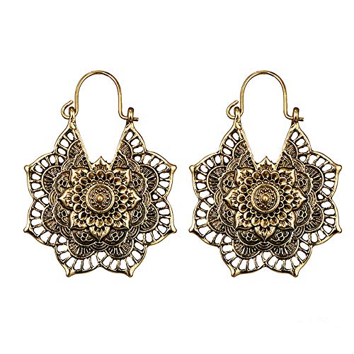 Ohrringe Mädchen Set Mit Kette Antikes Silber Gypsy Indian Ethnic Creolen Ohrringe Boho Akupunktur Ohrringe (Gold, One Size) von Kielsjajd