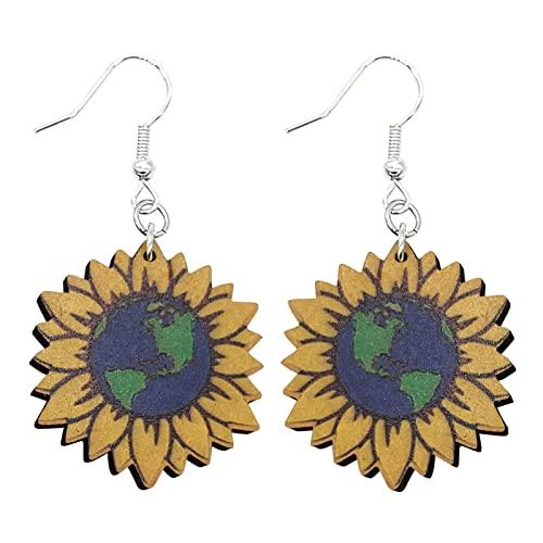 Ohrringe Mit Blatt Persönlichkeit Tag der Erde Sonnenblume Ring Ohrringe Sommer Ohrringe Ohrringe Ohrringe Mädchen Mit Katzen (Yellow, One Size) von Kielsjajd