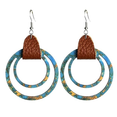 Ohrringe Stecker 585 Muttertags-Hölzerne Retro-Textur, Lederstruktur, Holzohrringe, einfache böhmische Ohrringe Ohrringe Mädchen Ohrhänger Silber Mit (C, One Size) von Kielsjajd