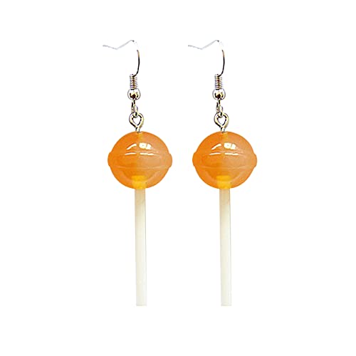 Ohrringe Stecker Damen Simulation von Essen spielen Ohrringe süße kreative Stereo Harz runde Lollipop Ohrringe lange Ohrringe Frauen Ohrringe Herren Silber (Yellow, One Size) von Kielsjajd