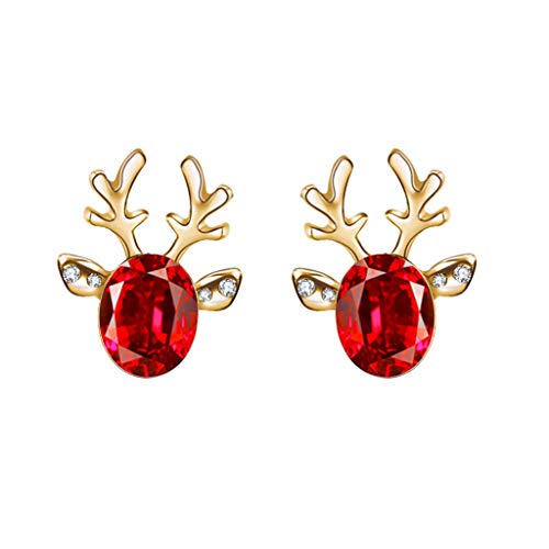 Ohrstecker Weihnachten Ohrringe Glitzerstein rot Ohrringe Damen, Mädchen Ohrringe Rentier Ohrstecker, Weihnachten Ohrringe Ohrringe Weihnachtsohrringe Ohrringe für Frauen (Red, One Size) von Kielsjajd