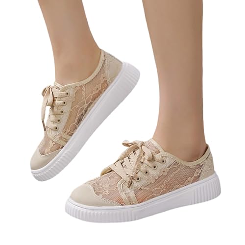 Oktoberfest Dirndl Schuhe Damen Weiß Trachten Sneaker Weiss Spitzen Trachtenschuhe Mesh Atmungsaktive Turnschuhe Elegante Schuhe Leicht Sport Trachtensneaker Freizeitschuhe Festliche Hochzeitsschuhe von Kielsjajd