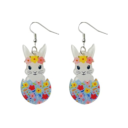 Osterei Ei Ohrringe Hänger Ostern Kinder Mädchen Ohrringe Acryl Niedliche Kaninchen Ei Frühling Ohrringe Türkisfarbene Ohrringe (G, One Size) von Kielsjajd