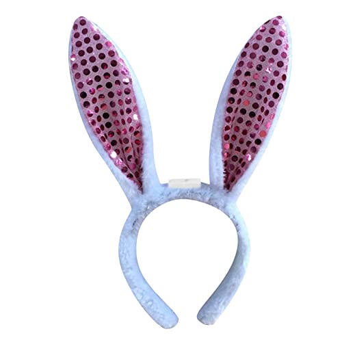 Pailletten Kaninchen Ohren Stirnband Plüsch Hase Hasenohren Haarreif für Kinder Weihnachten Osterhasen Hüte Kostüm Zubehör Bunny Ear Haarband Haarbänder Mädchen Erwachsene Karneval Party (A, One Size) von Kielsjajd