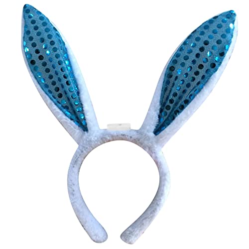 Pailletten Kaninchen Ohren Stirnband Plüsch Hase Hasenohren Haarreif für Kinder Weihnachten Osterhasen Hüte Kostüm Zubehör Bunny Ear Haarband Haarbänder Mädchen Erwachsene Karneval Party (C, One Size) von Kielsjajd