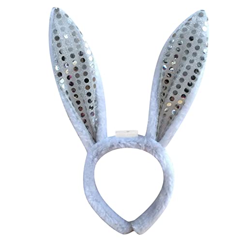 Pailletten Kaninchen Ohren Stirnband Plüsch Hase Hasenohren Haarreif für Kinder Weihnachten Osterhasen Hüte Kostüm Zubehör Bunny Ear Haarband Haarbänder Mädchen Erwachsene Karneval Party (E, One Size) von Kielsjajd