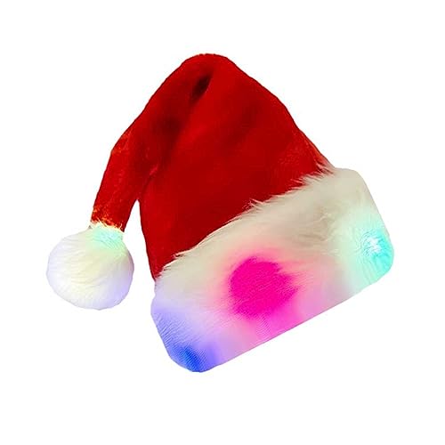 Plüsch Weihnachtsmütze, Unisex-Weihnachtsmütze, LED Plüsch-Weihnachtsmütze,Unisex Nikolausmütze mit leuchtendem eignen sich für Weihnachten Partys,Feiertage und Neujahrsgeschenk (Red, 30x10x2cm) von Kielsjajd