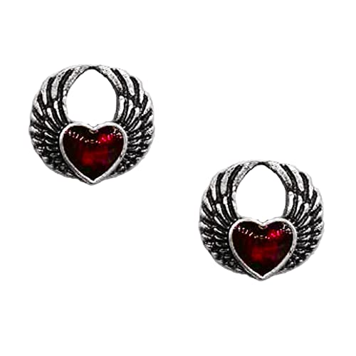 Schmetterlings Ohrstecker Retro Punk Dark Gothic Wind Red Heart Shaped Tropf Ohrstecker Personalisierte Party Cosplay Kostüm Zubehör Große Silberne Ohrringe Für (Silver, One Size) von Kielsjajd