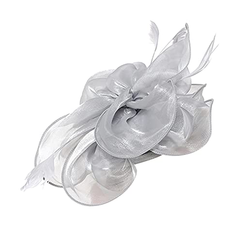 Schweißbänder Damen Hut für Frauen, Hochzeit, Cocktail, Mesh, Federn, Haarspange, Teeparty-Stirnband Squashschläger Schutz (Grey, One Size) von Kielsjajd