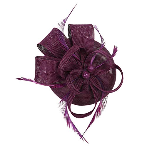 Schwerter Kopfbedeckungen Hochzeit Casual Clip Haar Frauen Fascinator Handgefertigtes Stirnband Stirnband Klettverschluss (Purple, One Size) von Kielsjajd