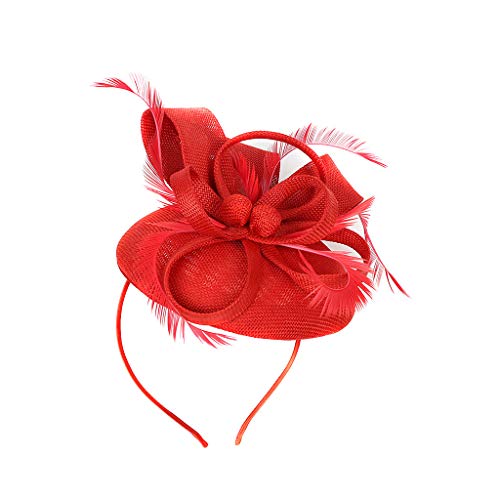 Schwerter Kopfbedeckungen Hochzeit Casual Clip Haar Frauen Fascinator Handgefertigtes Stirnband Stirnband Klettverschluss (Red, One Size) von Kielsjajd